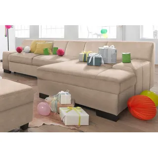 DOMO collection Eckcouch Kunstleder 2-Sitzer Beige