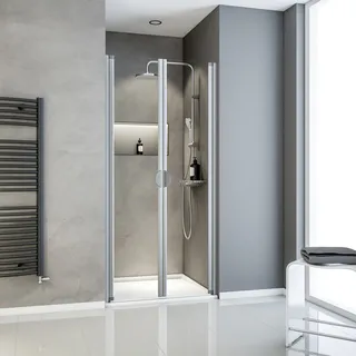 Schulte ExpressPlus Eck-Duschkabine mit Pendeltür 80 x 180 cm silber Klarglas 180x80cm