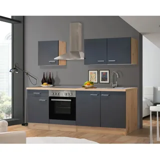Flex-Well Küchenzeile Morena 210 cm grau