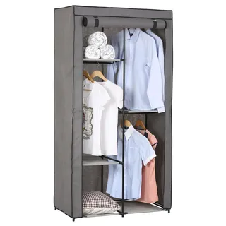 Idimex Stoffkleiderschrank Adam , Anthrazit , Textil , Vintage , 89x169x46 cm , Schlafzimmer, Kleiderschränke, Stoffschrank