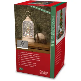 Konstsmide LED Wasserlaterne, "Weihnachtsmarkt", weiß, wassergefüllt, wählbare Energiefunktion, mit 5h Timer, 2 warm weiße Dioden, batteriebetrieben & USB, Innen, 3 x C 1.5V (exkl.) - 4292-200
