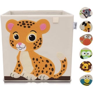 Lifeney Aufbewahrungsbox Kinder mit Tiger Motiv I Spielzeugbox mit Tiermotiv passend für Würfelregale I Ordnungsbox für das Kinderzimmer I Aufbewahrungskorb Kinder