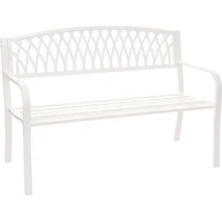 Gartenbank HWC-F45, Bank Parkbank Sitzbank, 2-Sitzer pulverbeschichteter Stahl - weiß - Weiß