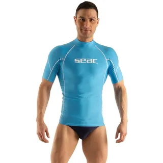 SEAC RAA Short Evo Man, Rash Guard UV-Schutz-Shirt zum Schnorcheln und Schwimmen Kurzarm für Herren, hellblau, XXXXL