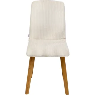 Kare Design Stuhl Lara Cord, Beige, Esszimmerstuhl, mit Cordbezug, mit Beinen aus massivem Eichenholz, 92x44x45cm (H/B/T)