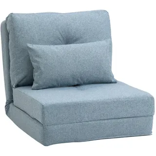 Homcom Bodensessel 2-in-1 Klappmatratze mit verstellbarer Rückenlehne Metall Himmelblau , Blau , 60x56x80 cm , Wohnzimmer, Sofas & Couches, Schlafsofas, Schlafsessel