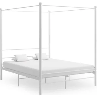 vidaXL Himmelbett Weiß Metall 160x200 cm - Bettrahmen - Metall-Bettrahmen - Bett - Betten - Weiß