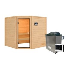 Karibu Sauna Tilda Set Naturbelassen mit Ofen 9 kW ext. Steuerung