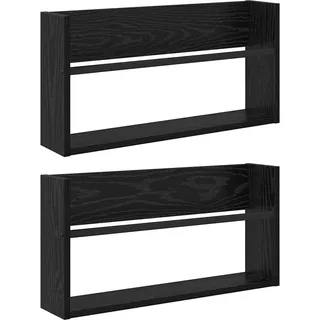 vidaXL Magazinregal 2 pcs Schwarz Eichen-Optik 60 x 12 x 30 cm - Schwarz
