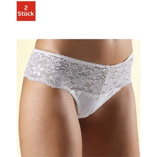String NUANCE BY LASCANA "mit breitem Spitzenband, als Dessous-Set kombinierbar", Damen, Gr. 32/34, beige (2xcreme), Spitze, Obermaterial: 85% Polyamid, 15% Elasthan, körpernah, Unterhosen String, sexy Dessous, sexy Unterwäsche, Topseller