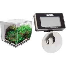 Fluval Flex Aquarium 57L, Süßwasser Aquarium, weiß + tauchbares Digitalthermometer, schwarz