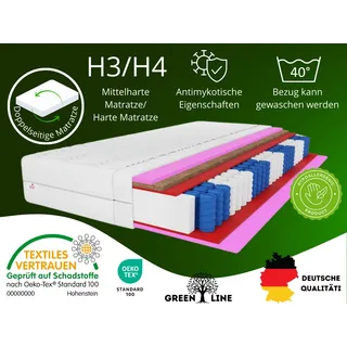 7 ZONEN Kokos-Taschenfederkernmatratze Folyeso, 120x200 cm, Matratze Höhe ca. 26 cm, Härtegrad H3/H4, Farbe: Schwarz, inkl. Bezug