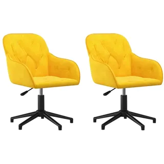 vidaXL Esszimmerstühle 2 Stk. Drehbar Gelb Samt - Gelb