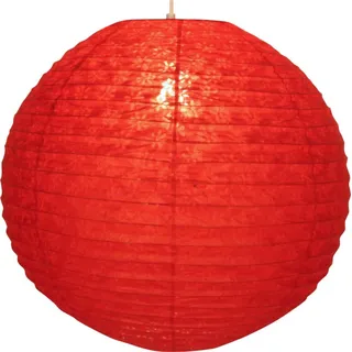 GURU SHOP Runder Lokta Papierlampenschirm, Hängelampe Coronada - Ø 50 cm rot