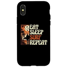 Hülle für iPhone X/XS Eat Sleep Surf Repeat Surfing Surfboard Surfer Wave Surfer