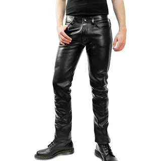 Bockle® Bockle® 7 BoB Pants Herren Lederhose Lederjeans Echtleder Premium, W34/L36 - Schwarz