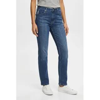 Gerade Jeans MARC O'POLO DENIM, Damen, Gr. 29, Länge 30, blau (dunkelblau), Denim/Jeans, Obermaterial: 94% Baumwolle, 4% Elastomultiester, 2% Elasthan, straight fit lang, Jeans Gerade Jeans, Model Olina straight aus hochwertigem Baumwoll-Stretch