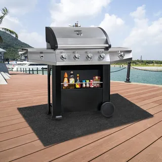 SWANEW BBQ Matte Grillmatte Grau Feuerfest Teppich Unterlage Wasserdicht Grillteppich oeldicht Outdoormatte Grillunterlage 80*120CM - Grau