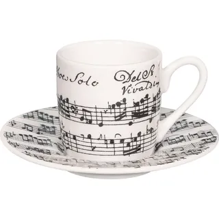 tea4chill Könitz Espresso Tasse Vivaldi Libretto. Kaffeetasse 65ml aus Porzellan. Espressotasse, schwarz-weiß - Bunt