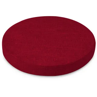 AddGrace 1er Pack Rund Sitzkissen Abnehmbares Stuhlkissen Rund mit Rutschfestem Boden Indoor Sitzpolster für Esszimmer, Küche 40 x 40 cm, Rot