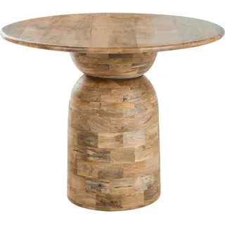 BELIANI Esstisch Hellbraun aus Mangoholz ø 110 cm Rund mit Massivholzbein Modernes Design Esszimmertisch Küche Esszimmer - Braun