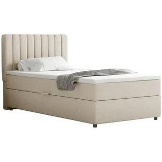panda möbel Boxspringbett 100x200 EVEREST, mit Topper mit Bettkästen, Einzelbett, Beige, Panda Möbel - Beige