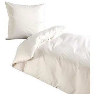 Traumschlaf Uni Mako-Satin Bettwäsche – seidig glatt & hautsympathisch aus 100% Baumwolle – edles Uni Design, atmungsaktiv & pflegeleicht – mit Reißverschluss – 135x200 cm + 80x80 cm, Weiss