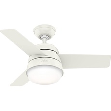 HUNTER FAN Finley, 36 inch, Indoor Ceiling Fan with Light and Handheld Remote, Fresh White Finish, 3 Reversible Blades Fresh White and Natural Wood, Ideal for Summer or Winter, Model 50644