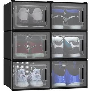 YITAHOME Schuhbox 6er Set stapelbar schwarz