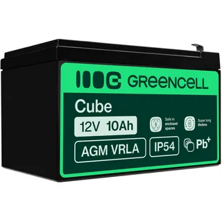 Green Cell AGM 12V 10Ah Akku VRLA Blei-Batterie Bleiakku Ersatzakku Gelakku Akkubatterie Zyklenfest Unbemann UPS USV Notstrom USV-Anlage UPS -Anlage