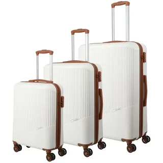 Travelite Bali 4 Rollen Kofferset 3-teilig weiss-cognac