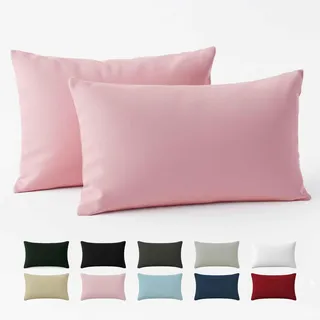 Dreamzie Kissenbezug 50x80 Renforcé Baumwolle (2er-Set) - Rosa - Dicht gewebt mit 57 Fäden/cm2 - Kopfkissenbezug 50x80 cm - Oeko Tex Zertifiziert