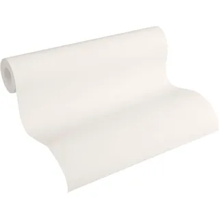 ascreation A.S. Création Vliestapete 10,05 m x 0,53 m mit glänzender Schaumstruktur - Weiß - einfarbige Uni Tapete Made in Germany - 309129