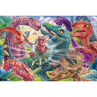 Schmidt Spiele 56527 Kleine Dinos, große Abenteuer, 100 Teile Kinderpuzzle aus Graspappe