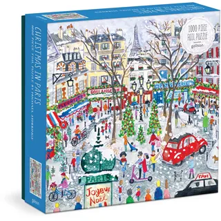 Galison Michael Storrings Christmas in Paris. 1000 Piece Foil Puzzle, Rot, Grün, Gold, Silber [Red, Green, Gold, Silver], 27” x 20”