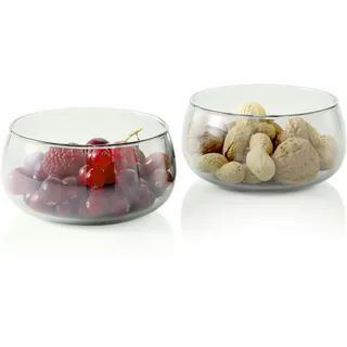 AdHoc Yuna Dessertgläser kleine (2er set) 330 ml, mundgeblasenes Glas, Skandinavisches Design, hitzebeständig, kleine Schälchen für Obst und Nüsse, dekorativ nachtisch Gläser set, transparente/grau