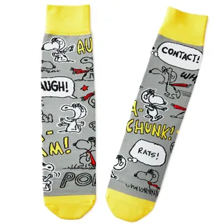 Hallmark Peanuts Snoopy Socken, Erdnüsse Geschenke, Snoopy Geschenke, Neuheit Socken, Grau, Gelb