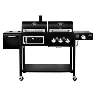 HERO DUO Gas- und Holzkohlegrill Kombigrill Grillwagen 2 in 1 System BBQ Grill Kombistation schwarz - Schwarz