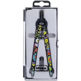 Idena 20167 - Zirkel Style Comic mit Mitteltriebrad, Schnellverstellzirkel im Etui, inkl. zwei Ersatzminen in Dose