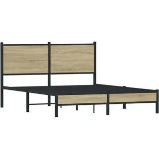 vidaXL Metallbett ohne Matratze Sonoma-Eiche 140x200 cm - Braun