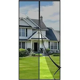 Velway Fliegengitter Tür Magnet 90x210cm – Insektenschutz Balkontür Vorhang, Reißfest & Lichtdurchlässig, Stärkere Magneten, Breites Klettband, Türvorhang für Balkon/Terrasse – Ohne Bohren