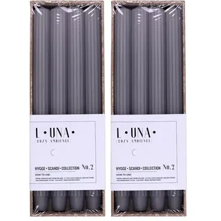 DONAU HOME Set Lange Stabkerzen Gerippt/Grau / 4 Stück / 30 x Ø 2,50 cm Unparfümiert/Geriffelte Stabkerzen/Tafelkerzen zur Dekoration im Wohnzimmer, Bad / 10 Stunden Brenndauer/Leuchterkerzen