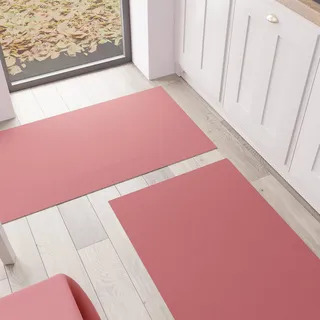 Petti Artigiani Italiani - Küchenteppich, Küchenläufer, waschbar, rutschfest, Küchenläufer, einfarbig, 52 x 240 cm, Koralle, 100% Made in Italy