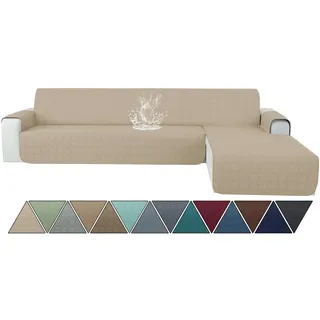 Ystyle Couch Überzug L Form 2 Sitzer wasserdichte, Sofa Cover L Shape Reversibel Universal, Sofabezug Ecksofa L Form Waschbar, Couchbezug L Form Kratzfester Für Katze Hund, Beige