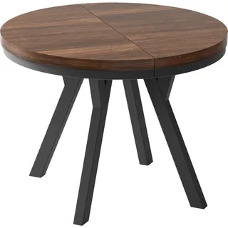 WFL Group Esstisch Lume runder ausziehbarer, Arvadonna Chestnut 90-170/90/76 cm , Holzwerkstoff , Rund,Rund , 90x76x90 cm , Esszimmer, Esstische