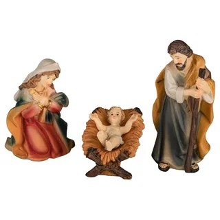 MaMeMi HEILIGE Familie KRIPPENFIGUREN [Höhe 11 cm, handbemalt aus KUNSTHARZ] – Maria, Josef & Jesuskind für WEIHNACHTSKRIPPE – Hochwertiges KRIPPENZUBEHÖR