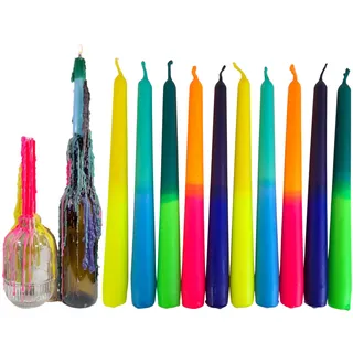 TROPFKERZEN 10er SET Tropfkerzen bunt perfekt zum betropfen Tropfenkerze, Tropfkerze für Flasche neon Farben Kerzen für Flaschen und Kerzenständer DIP DYE TROPKERZEN BUNT 10er
