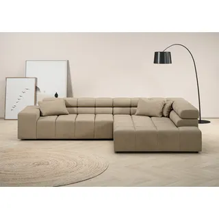 Home Affaire Ecksofa Ancona 319x70x215 cm FeinCord Recamiere rechts ohne Sitztiefenverstellung, beige (sand), (28656958-0)