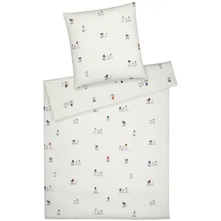 elegante Soft-Flanell Bettwäsche Pinguin Party schneeweiß 1 Bettbezug 135 x 200 cm + 1 Kissenbezug 80 x 80 cm