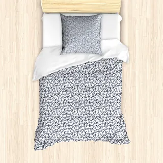 ABAKUHAUS Anker Mantele, zufällige Meer, Milbensicher Allergiker geeignet mit Kissenbezügen, 135 cm x 200 cm - 80 x 80 cm, Dunkelblau Weiß - Weiß
